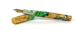 Green swirl Box Elder Burl Hybrid Fountain Pen