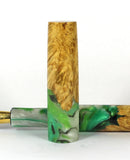 Green swirl Box Elder Burl Hybrid Fountain Pen