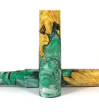 Green, Black & White swirl Box Elder Burl Hybrid Fountain Pen