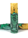 Green, Black & White swirl Box Elder Burl Hybrid Fountain Pen