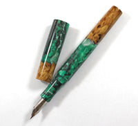 Green Box Elder Burl Hybrid Fountain Pen