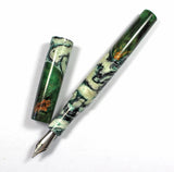 Green Swirl & dyed Big leaf Maple Hybrid Fountain Pen