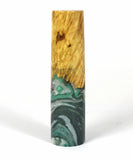 Green, Black & White Box Elder Burl Hybrid Fountain Pen