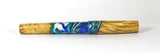 Blue & Green swirl Box Elder Burl Hybrid Fountain Pen
