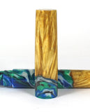 Blue & Green swirl Box Elder Burl Hybrid Fountain Pen