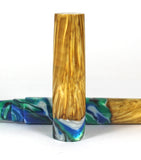Blue & Green swirl Box Elder Burl Hybrid Fountain Pen