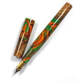 Green & Gold Big Leaf Maple Burl Hybrid Fountain Pen Bock Nib