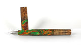 Green & Gold Big Leaf Maple Burl Hybrid Fountain Pen Jowo Nib