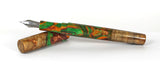 Green & Gold Big Leaf Maple Burl Hybrid Fountain Pen Jowo Nib