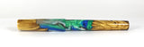 Blue & Green swirl Box Elder Burl Hybrid Fountain Pen