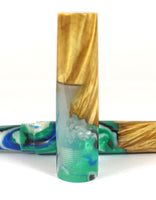Blue & Green swirl Box Elder Burl Hybrid Fountain Pen