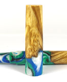 Blue & Green swirl Box Elder Burl Hybrid Fountain Pen