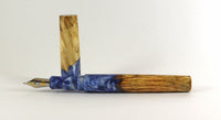 Light Blue Box Elder Burl Hybrid Fountain Pen