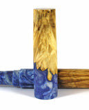 Light Blue Box Elder Burl Hybrid Fountain Pen