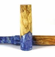 Light Blue Box Elder Burl Hybrid Fountain Pen