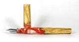 Orange Box Elder Burl Hybrid Fountain Pen