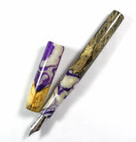 Purple Swirl Buckeye Burl Hybrid Fountain Pen