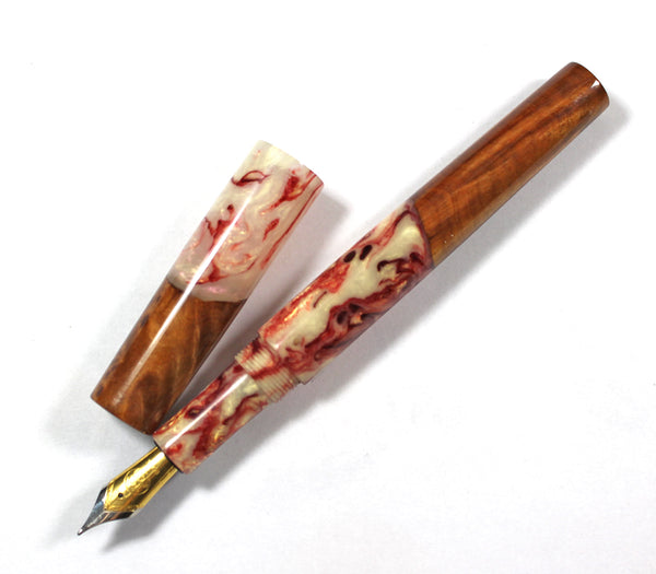 Red Abalone Thuya Burl Hybrid Fountain Pen