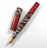 Red Swirl & dyed Big leaf Maple Hybrid Fountain Pen