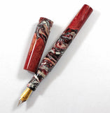 Red Swirl & dyed Big leaf Maple Hybrid Fountain Pen