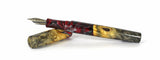 Red & Black swirl Buckeye Burl Hybrid Fountain Pen