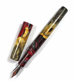 Red & Black swirl Buckeye Burl Hybrid Fountain Pen