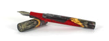 Red & Black Buckeye Burl Hybrid Fountain Pen