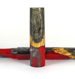 Red & Black Buckeye Burl Hybrid Fountain Pen