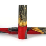 Red & Black Buckeye Burl Hybrid Fountain Pen