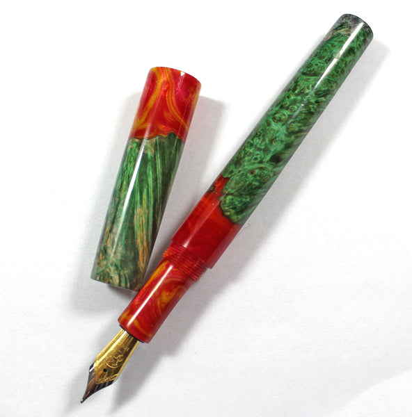 Orange Box Elder Burl Hybrid Fountain Pen