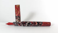 Red Swirl & dyed Big leaf Maple Hybrid Fountain Pen