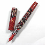 Red Swirl & dyed Big leaf Maple Hybrid Fountain Pen