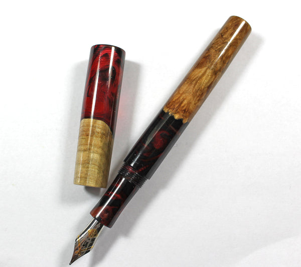 Red Box Elder Burl Hybrid Fountain Pen