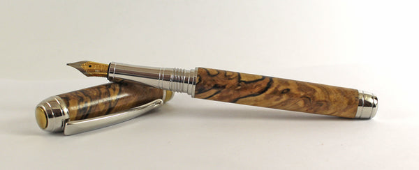Queens Fountain Pen in Cross Cut Spalted Cherry