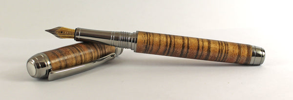 Queens Fountain Pen in X Cut Zebrano