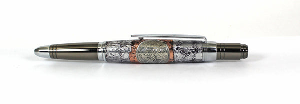 Selwyn Ballpoint with 1963 Sixpence & Armour Plating