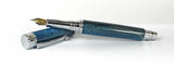 Trinity Mk 2 Chrome Fountain Pen in Blue Dyed Sycamore
