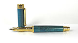 Trinity Mk 2 Gold Fountain Pen in Blue Dyed Sycamore