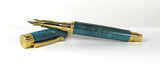 Trinity Mk 2 Gold Fountain Pen in Blue Dyed Sycamore