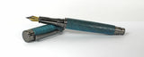 Trinity Mk 2 Gunmetal Fountain Pen in Blue Dyed Sycamore