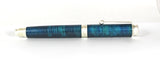 Trinity Satin Silver Fountain Pen in Blue Dyed Sycamore
