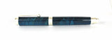 Trinity Satin Silver Fountain Pen in Blue Dyed Sycamore
