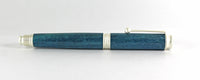 Trinity Satin Silver Fountain Pen in Blue Dyed Sycamore