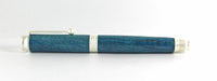 Trinity Satin Silver Fountain Pen in Blue Dyed Sycamore