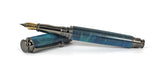 Trinity Gunmetal Fountain Pen in Blue Dyed Sycamore
