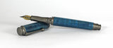 Trinity Pewter Fountain Pen in Blue Dyed Sycamore