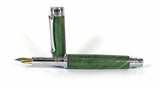 Trinity Mk 2 Chrome Fountain Pen in Green Dyed Sycamore