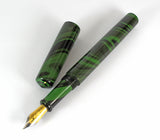 Japanese Nikko Green & Black Mottled Ebonite Wolfson Fountain Pen