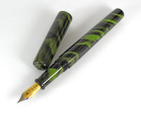 Japanese Nikko Yellow, Green & Black Mottled Ebonite Wolfson Fountain Pen