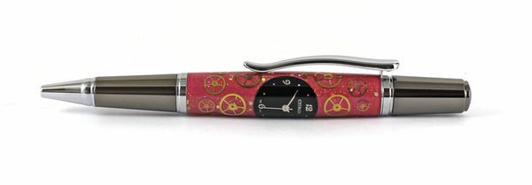Pembroke Pink Ballpoint pen in Watch Parts with Black Dial
